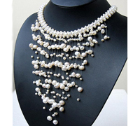 White cascading style pearl necklace