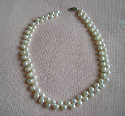 7-8mm grade A white button pearl necklace