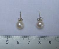 8mm grade AAA white pearl earring studs